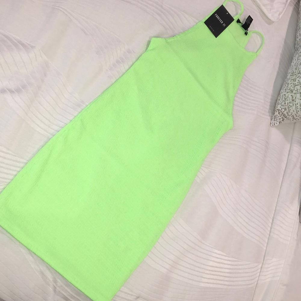 Neon green/ knit dress.